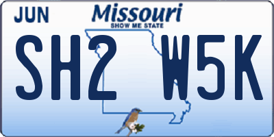MO license plate SH2W5K