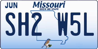 MO license plate SH2W5L