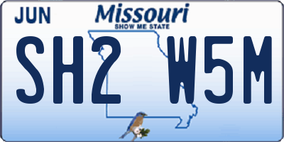 MO license plate SH2W5M