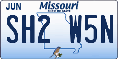 MO license plate SH2W5N