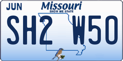 MO license plate SH2W5O