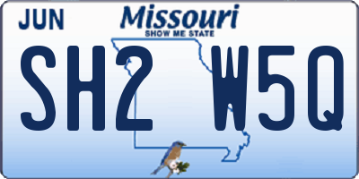 MO license plate SH2W5Q