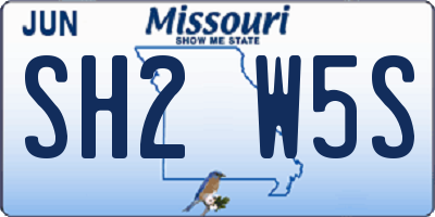 MO license plate SH2W5S
