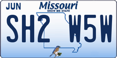 MO license plate SH2W5W