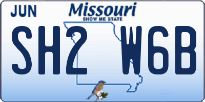 MO license plate SH2W6B