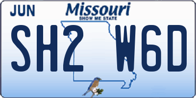 MO license plate SH2W6D
