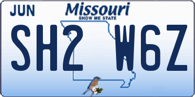 MO license plate SH2W6Z