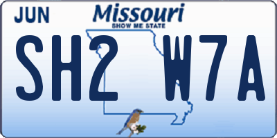 MO license plate SH2W7A