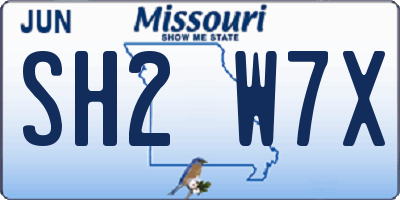 MO license plate SH2W7X