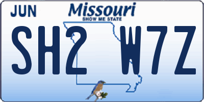 MO license plate SH2W7Z