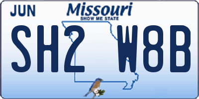 MO license plate SH2W8B