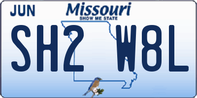 MO license plate SH2W8L