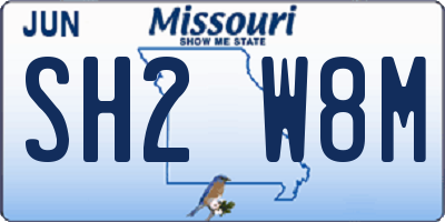 MO license plate SH2W8M