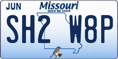 MO license plate SH2W8P