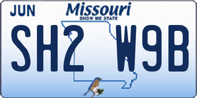 MO license plate SH2W9B