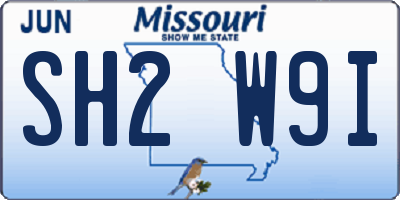 MO license plate SH2W9I