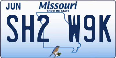 MO license plate SH2W9K