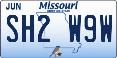 MO license plate SH2W9W