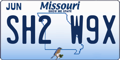 MO license plate SH2W9X