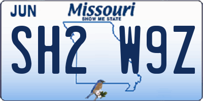 MO license plate SH2W9Z