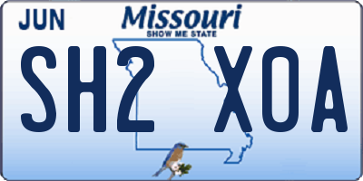 MO license plate SH2X0A