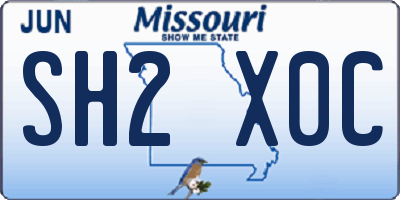 MO license plate SH2X0C