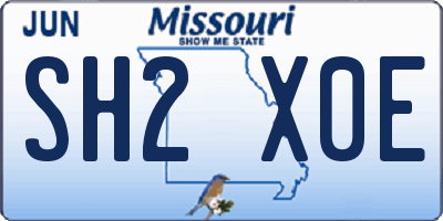 MO license plate SH2X0E
