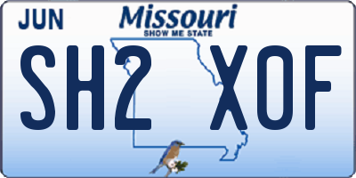 MO license plate SH2X0F