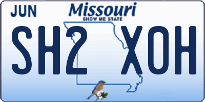 MO license plate SH2X0H