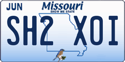 MO license plate SH2X0I