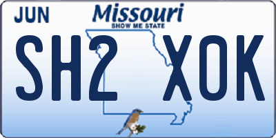MO license plate SH2X0K
