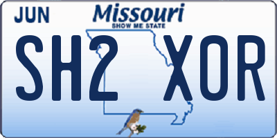 MO license plate SH2X0R