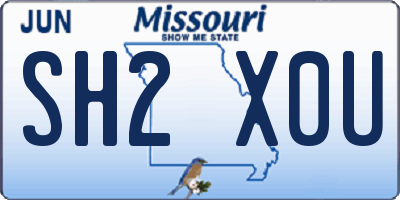 MO license plate SH2X0U