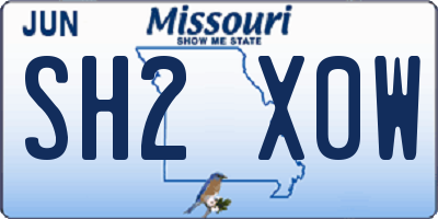 MO license plate SH2X0W