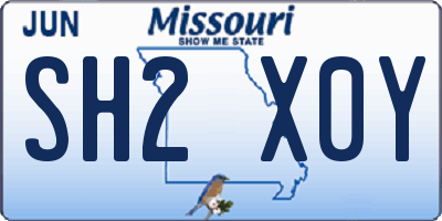 MO license plate SH2X0Y