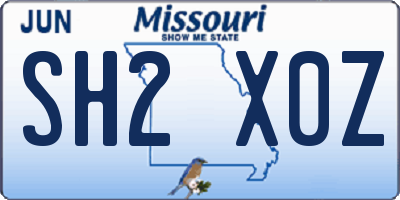 MO license plate SH2X0Z