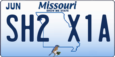 MO license plate SH2X1A