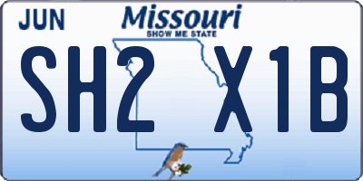 MO license plate SH2X1B