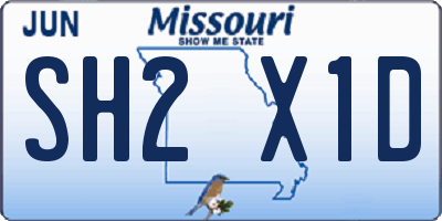 MO license plate SH2X1D