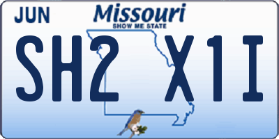 MO license plate SH2X1I