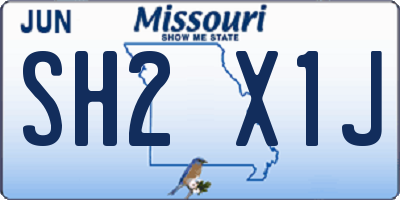 MO license plate SH2X1J