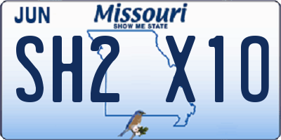 MO license plate SH2X1O