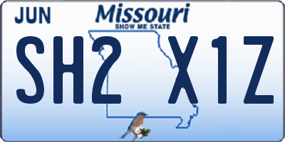 MO license plate SH2X1Z