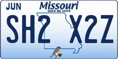MO license plate SH2X2Z