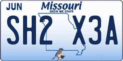 MO license plate SH2X3A