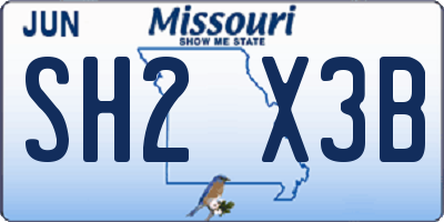 MO license plate SH2X3B