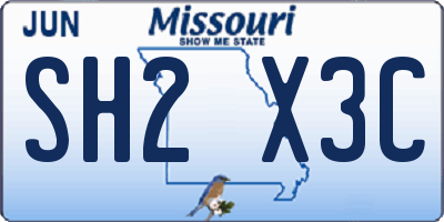 MO license plate SH2X3C