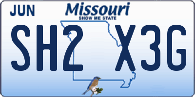MO license plate SH2X3G