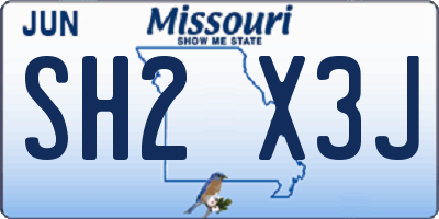MO license plate SH2X3J