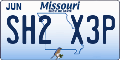 MO license plate SH2X3P